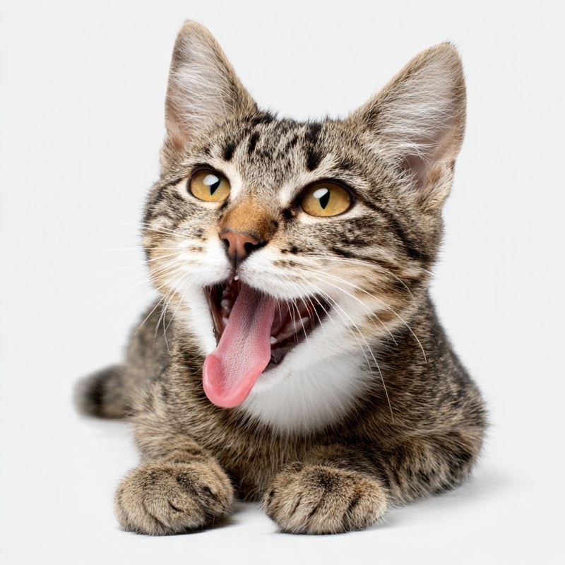 кот с высунутым языком