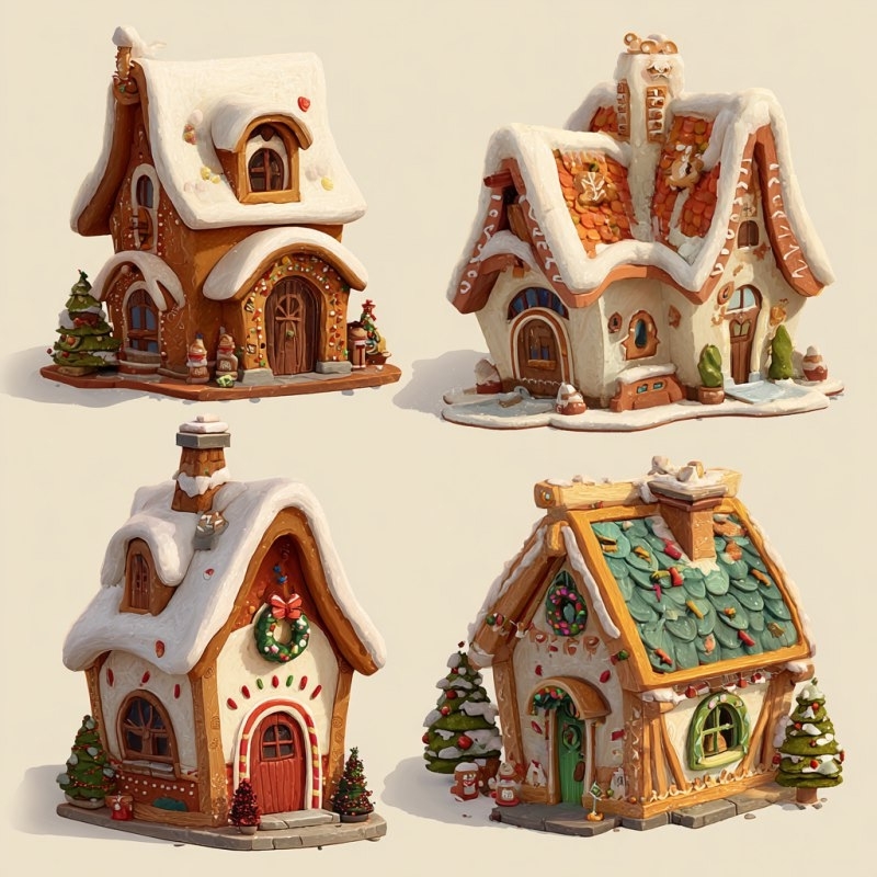 красивые пряничные домики на елку 01