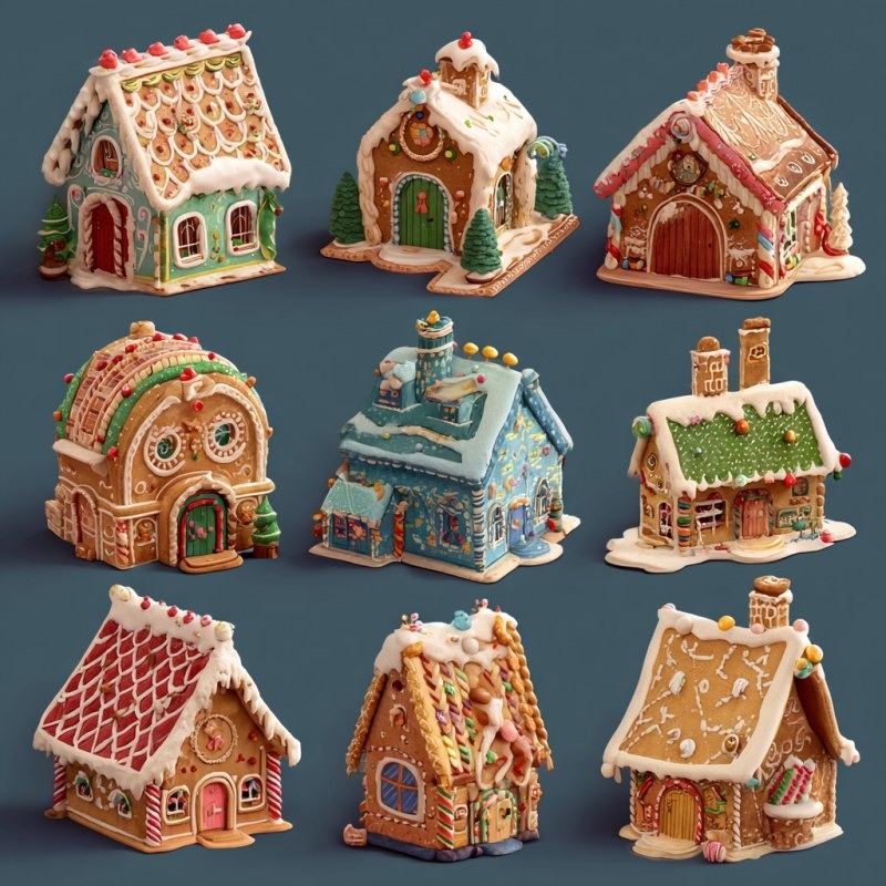 красивые пряничные домики на елку 01
