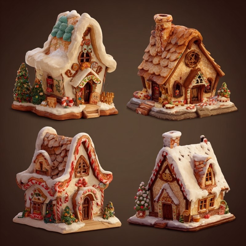 красивые пряничные домики на елку 01