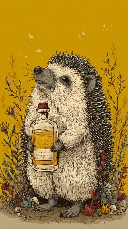 ежик с бутылкой