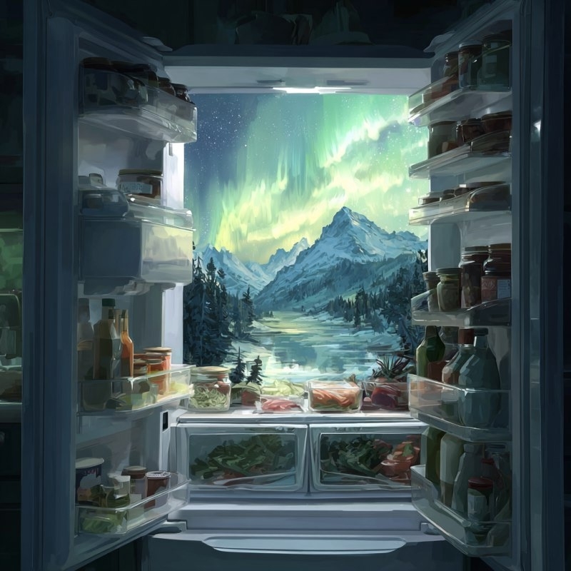 северное сияние в холодильнике