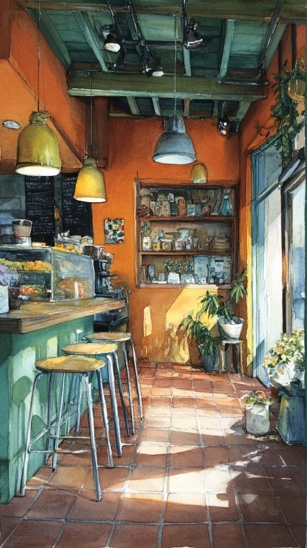 уютная кофейня интерьер 01