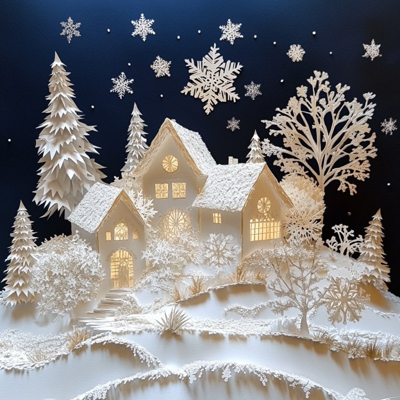 бумажная пластика зима